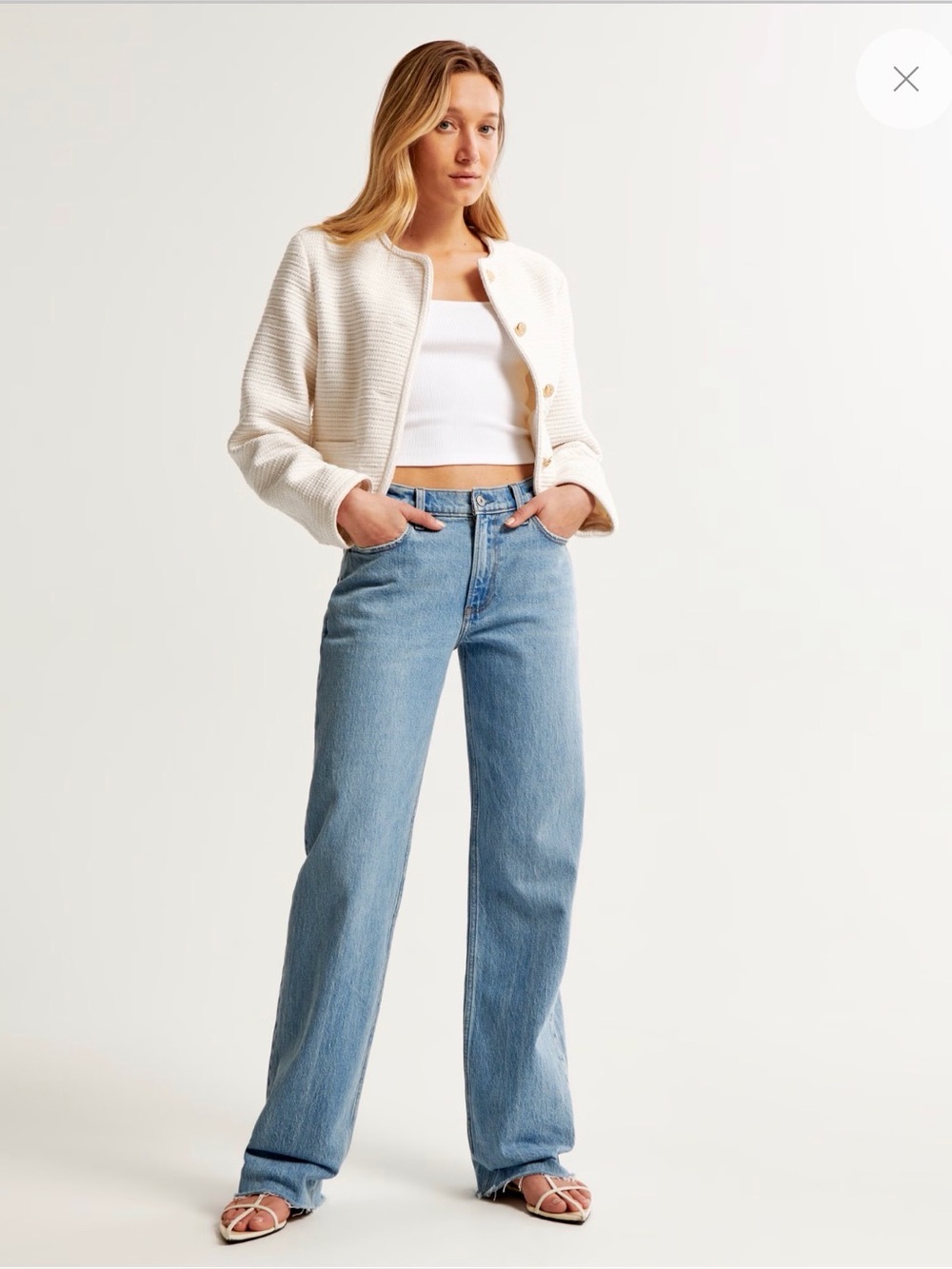 A&F Low Rise Baggy Curve Love Light Wash Jeans